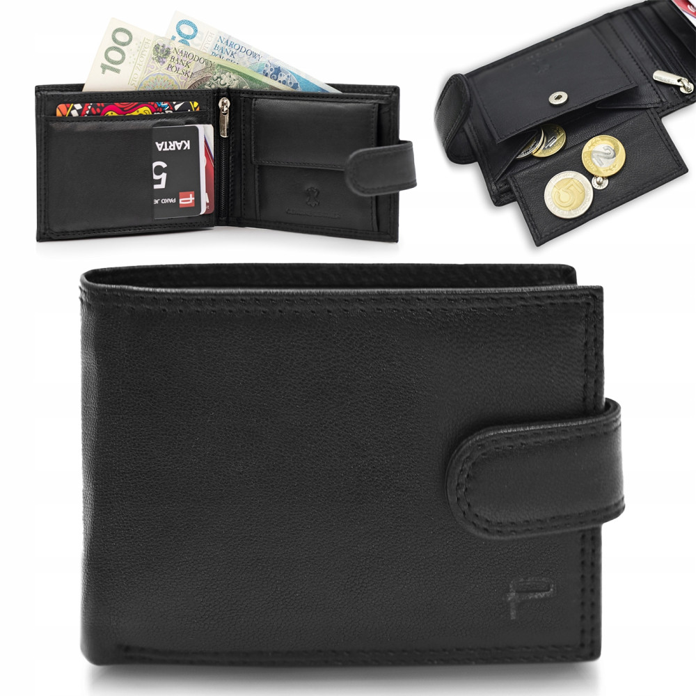 PORTFEL Męski Damski SKÓRZANY Czarny z RFID City Style MIDI Pako Jeans - Pakojeans.pl