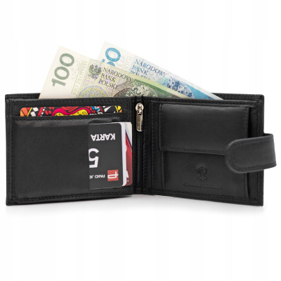 PORTFEL Męski Damski SKÓRZANY Czarny z RFID City Style MIDI Pako Jeans - Pakojeans.pl