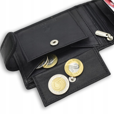 PORTFEL Męski Damski SKÓRZANY Czarny z RFID City Style MIDI Pako Jeans - Pakojeans.pl