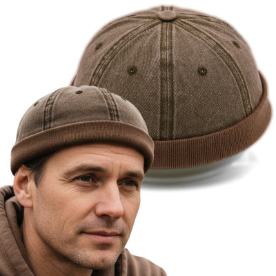 Czapka dokerka krótka leonka vintage brązowa - Pakojeans.pl