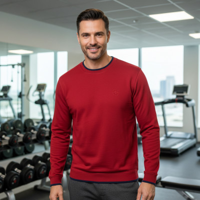 Bluza męska bez kaptura basic cienka bawełna IKON czerwona - Pakojeans.pl