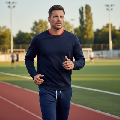 Bluza męska bez kaptura basic cienka bawełna IKON granatowa - Pakojeans.pl