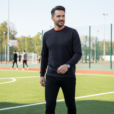 Bluza męska bez kaptura basic cienka bawełna IKON grafitowa - Pakojeans.pl