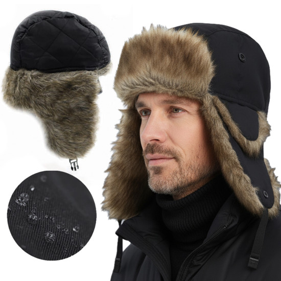 Czapka zimowa uszatka uszanka pilotka na mrozy czarna