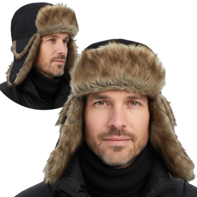 Czapka zimowa uszatka uszanka pilotka na mrozy czarna