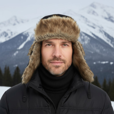 Czapka zimowa uszatka uszanka pilotka na mrozy czarna