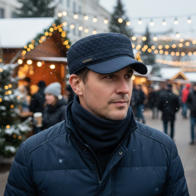 Czapka z Daszkiem PATROLÓWKA z Nausznikami Wodoodporna GRANATOWA - Pakojeans.pl