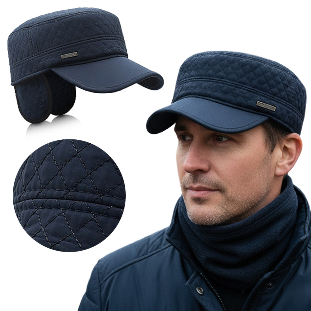 Czapka z Daszkiem PATROLÓWKA z Nausznikami Wodoodporna GRANATOWA - Pakojeans.pl