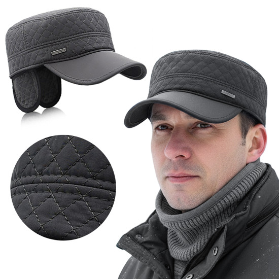 Czapka z Daszkiem PATROLÓWKA z Nausznikami Wodoodporna GRAFITOWA - Pakojeans.pl