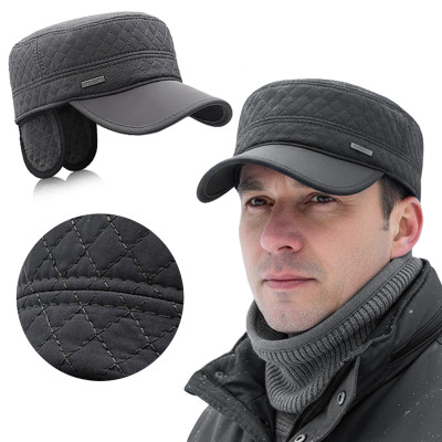 Czapka z Daszkiem PATROLÓWKA z Nausznikami Wodoodporna GRAFITOWA - Pakojeans.pl