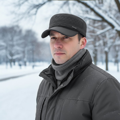 Czapka z Daszkiem PATROLÓWKA z Nausznikami Wodoodporna GRAFITOWA - Pakojeans.pl