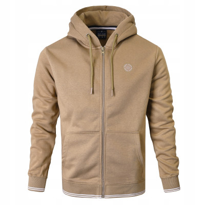 DRES Męski KOMPLET Bawełniany BEŻOWY Bluza z Kapturem i Spodnie Ocieplane Pako Jeans - Pakojeans.pl