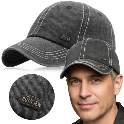 CZAPKA z Daszkiem Bejsbolówka Męska Bawełniana CZARNA Vintage Pako Jeans - Pakojeans.pl