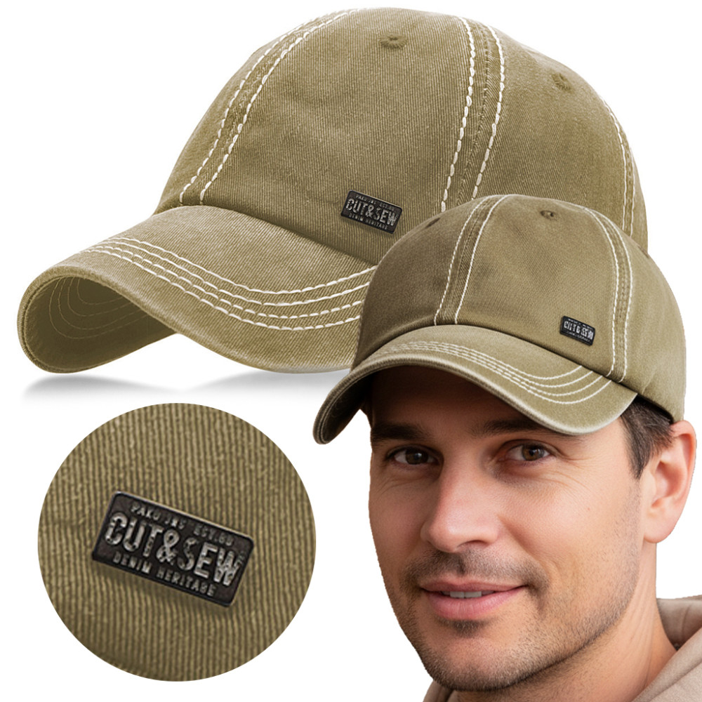 CZAPKA z Daszkiem Bejsbolówka Męska Bawełniana BEŻOWA Vintage Pako Jeans - Pakojeans.pl