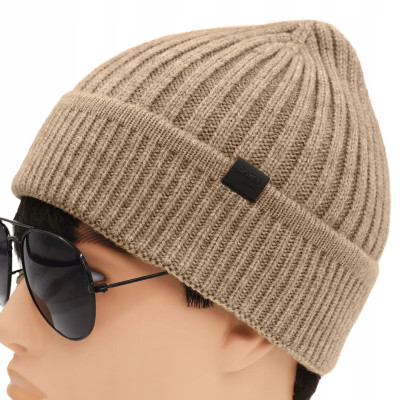 Komplet Męski CZAPKA KOMIN Zimowy Zestaw na Prezent BEŻOWY Pako Jeans - Pakojeans.pl