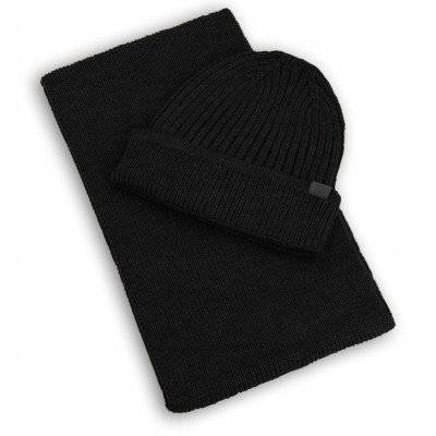 Komplet Męski CZAPKA KOMIN Zimowy Zestaw na Prezent CZARNY Pako Jeans - Pakojeans.pl