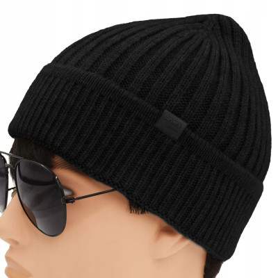 Komplet Męski CZAPKA KOMIN Zimowy Zestaw na Prezent CZARNY Pako Jeans - Pakojeans.pl