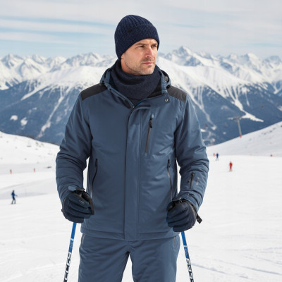 Komplet Męski CZAPKA KOMIN Zimowy Zestaw na Prezent GRANATOWY Pako Jeans - Pakojeans.pl