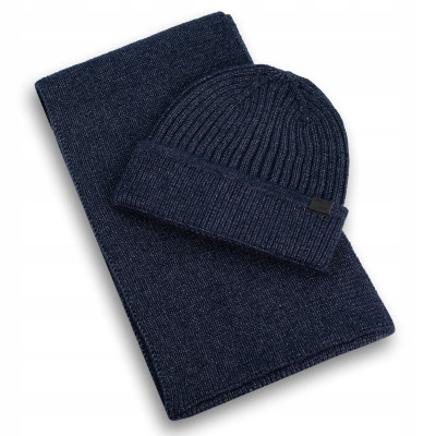 Komplet Męski CZAPKA KOMIN Zimowy Zestaw na Prezent GRANATOWY Pako Jeans - Pakojeans.pl