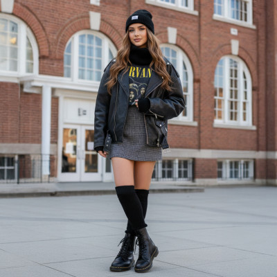 Komplet damski 4w1 Czapka Komin Rękawiczki Getry Ciepły Zestaw - Czarny - Pakojeans.pl