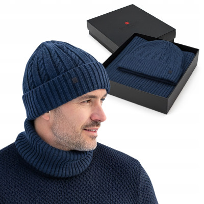 Komplet Męski CZAPKA KOMIN Zimowy Zestaw na Prezent JEANSOWY Pako Jeans - Pakojeans.pl