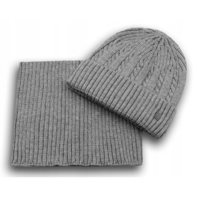 Komplet Męski CZAPKA KOMIN Zimowy Zestaw na Prezent SZARY Pako Jeans - Pakojeans.pl