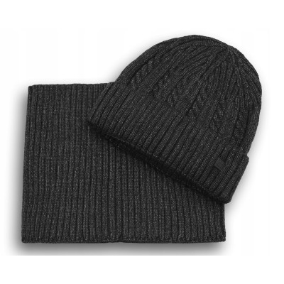 Komplet Męski CZAPKA KOMIN Zimowy Zestaw na Prezent CZARNY Pako Jeans - Pakojeans.pl