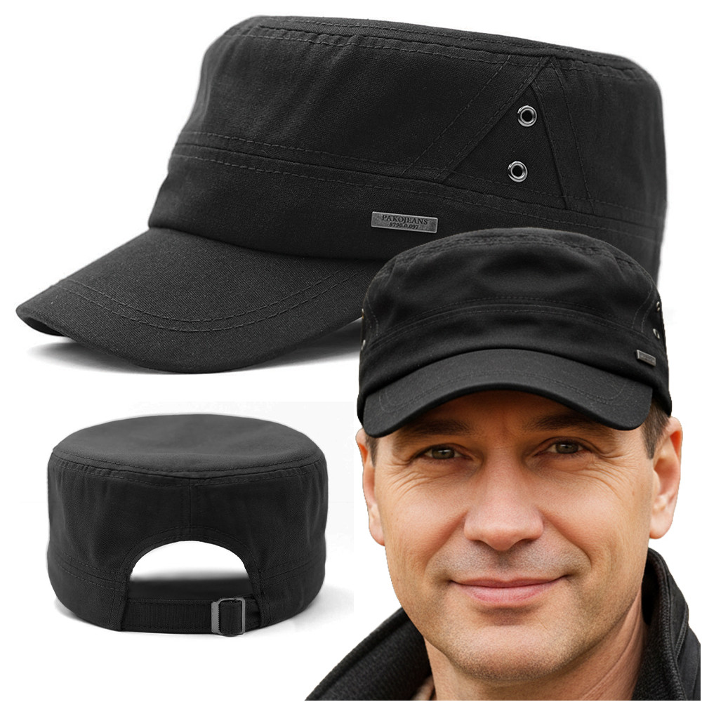 Czapka męska z daszkiem PATROLÓWKA 100% bawełna CZARNA - Pakojeans.pl