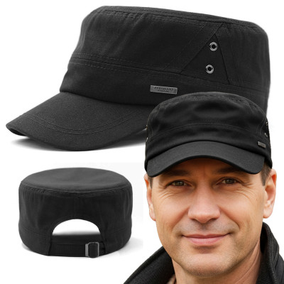 Czapka męska z daszkiem PATROLÓWKA 100% bawełna CZARNA - Pakojeans.pl