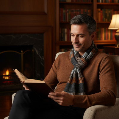 SZAL Szalik MĘSKI Zimowy Ciepły SZARO - BRĄZOWY Pako Jeans - Pakojeans.pl