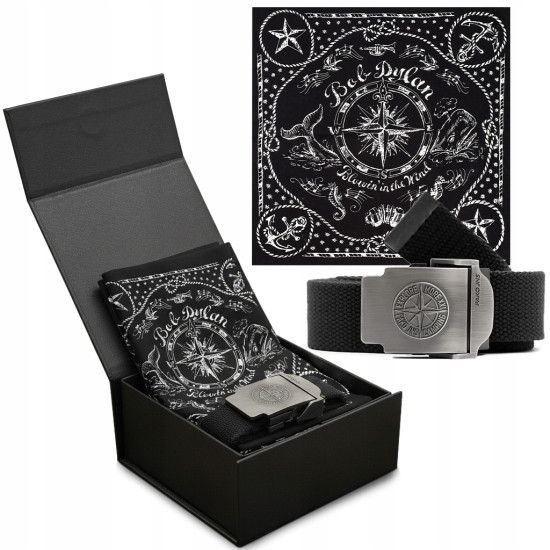 Zestaw Prezentowy Dla Mężczyzny Pasek Męski Parciany i Bandamka w Pudełku - Pakojeans.pl