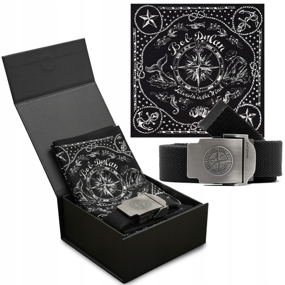 Zestaw Prezentowy Dla Mężczyzny Pasek Męski Parciany i Bandamka w Pudełku - Pakojeans.pl