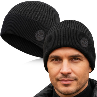 CZAPKA męska ZIMOWA na Mrozy Elastyczna z Wiskozą GRAFITOWA - Pakojeans.pl