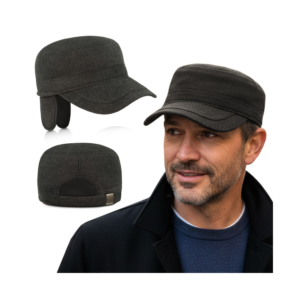 Czapka zimowa PATROLÓWKA męska Pako Jeans 119-1 ocieplana z chowanymi nausznikami - Pako Jeans