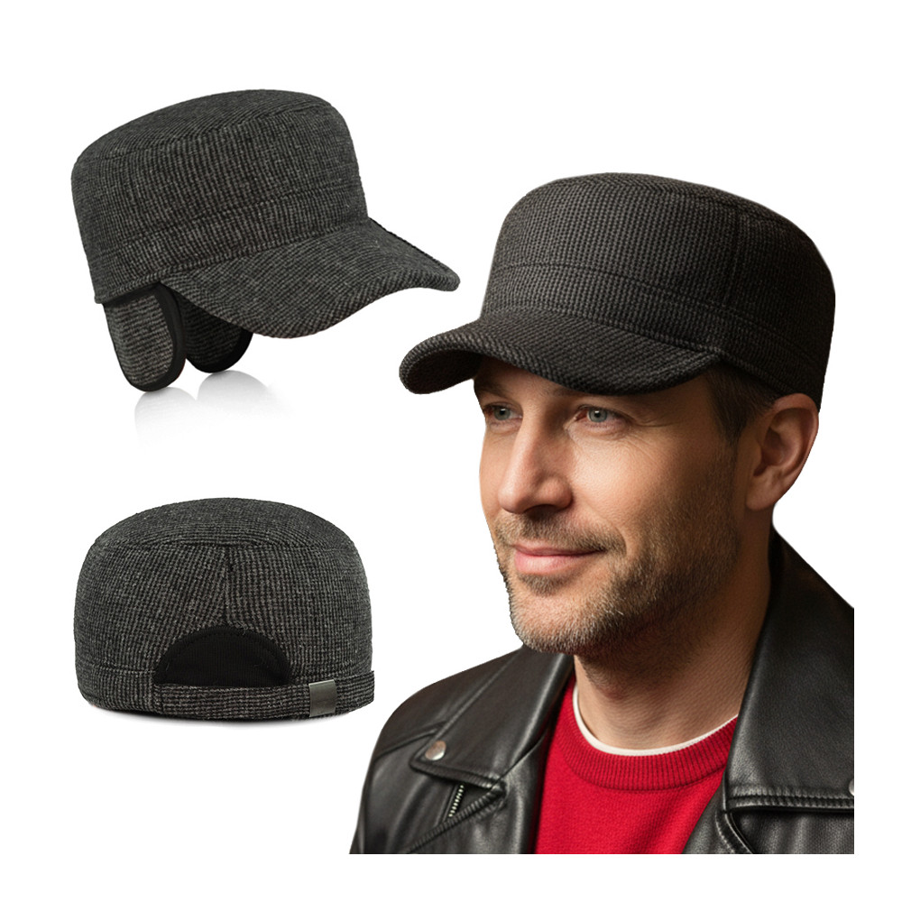 Czapka zimowa PATROLÓWKA męska Pako Jeans 119-2 ocieplana z chowanymi nausznikami - Pako Jeans