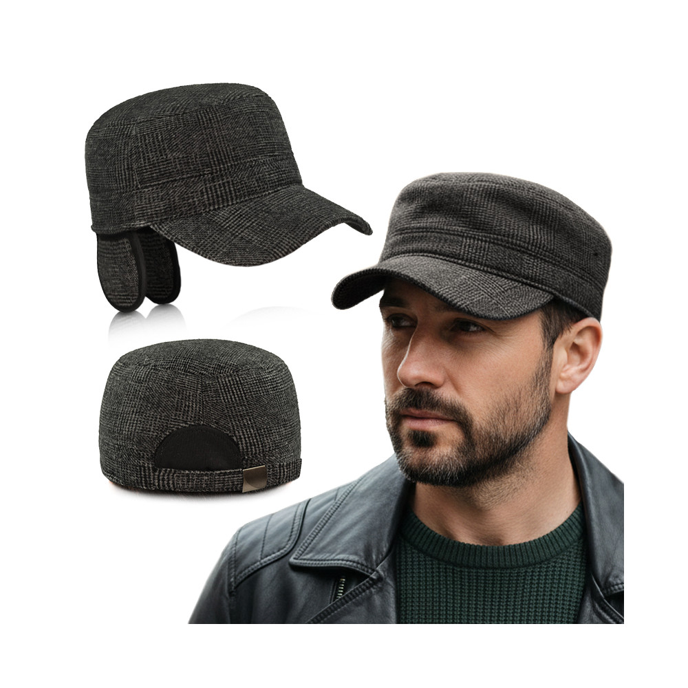 Czapka zimowa PATROLÓWKA męska Pako Jeans 119-3 ocieplana z chowanymi nausznikami - Pako Jeans