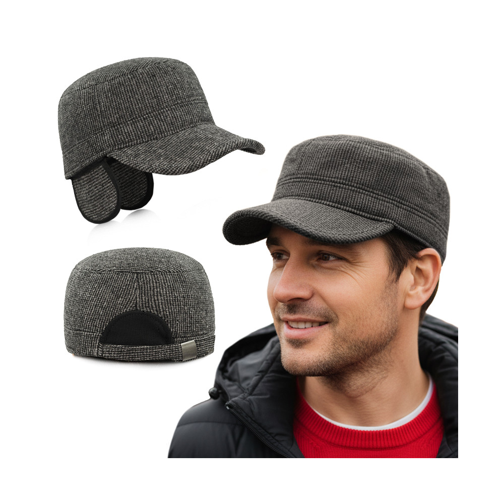 Czapka zimowa PATROLÓWKA męska Pako Jeans 119-4 ocieplana z chowanymi nausznikami - Pako Jeans