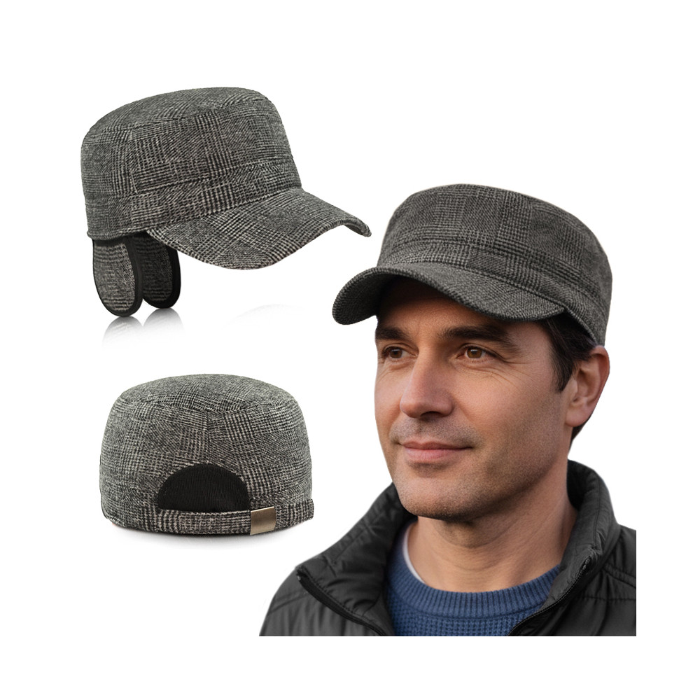 Czapka zimowa PATROLÓWKA męska Pako Jeans 119-5 ocieplana z chowanymi nausznikami - Pako Jeans