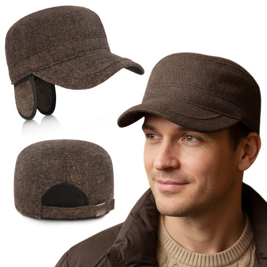 Czapka zimowa PATROLÓWKA męska Pako Jeans 119-6 ocieplana z chowanymi nausznikami - Pako Jeans