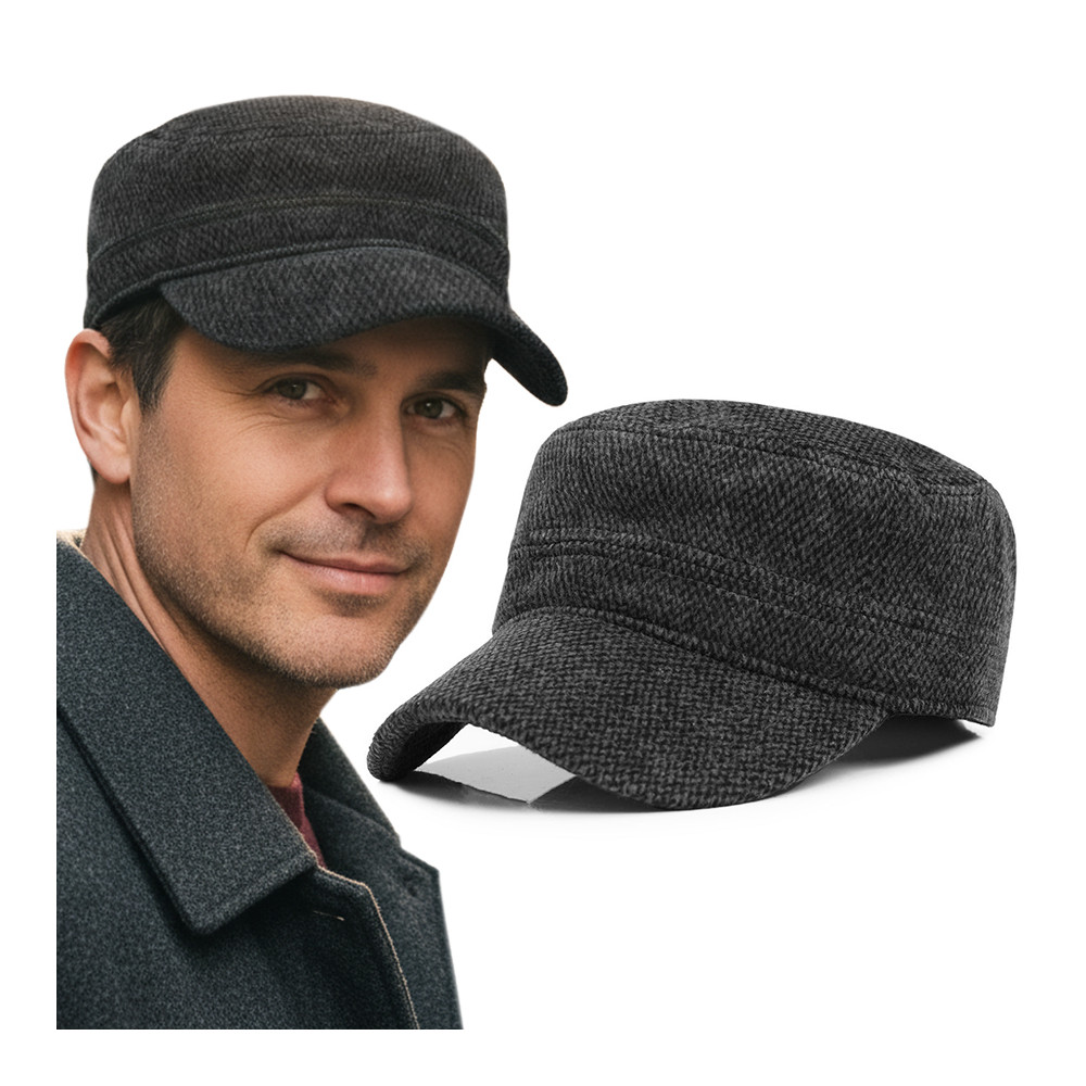 CZAPKA Zimowa z Daszkiem Patrolówka MĘSKA Ocieplana 142-1 SZARA - Pakojeans.pl