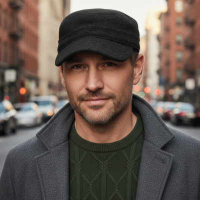 CZAPKA Zimowa z Daszkiem Patrolówka MĘSKA Ocieplana 142-3 CZARNA - Pakojeans.pl