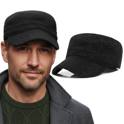 CZAPKA Zimowa z Daszkiem Patrolówka MĘSKA Ocieplana 142-3 CZARNA - Pakojeans.pl