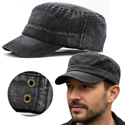 Czapka męska z daszkiem PATROLÓWKA dżinsowa CZARNA Pako Jeans - Pakojeans.pl