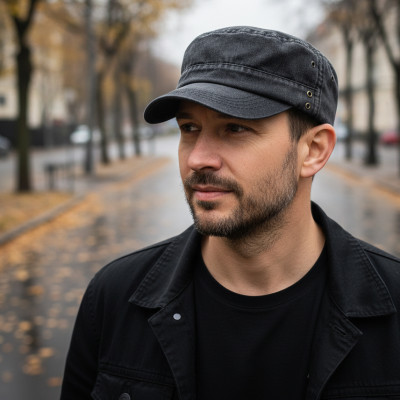 Czapka męska z daszkiem PATROLÓWKA dżinsowa CZARNA Pako Jeans - Pakojeans.pl