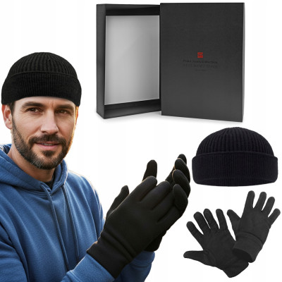 CZAPKA Dokerka i RĘKAWICZKI Polarowe Zestaw Dla Niego w Pudełku Pako Jeans - Pakojeans.pl