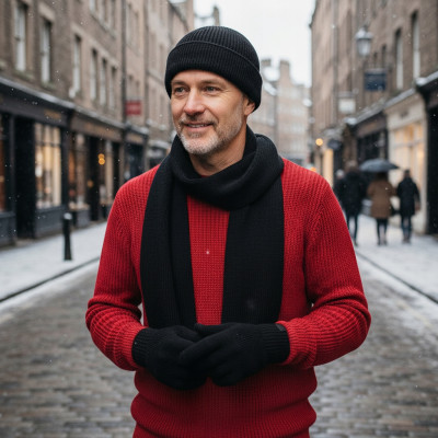 Komplet Męski CZAPKA SZALIK RĘKAWICZKI Zestaw na Prezent z Dokerką CZARNY - Pakojeans.pl