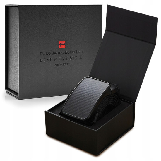PASEK Męski do Spodni Parciany na Prezent dla Faceta CZARNY w Pudełku - Pakojeans.pl