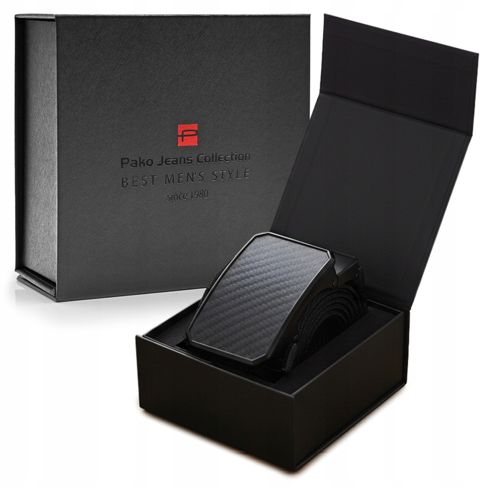 PASEK Męski do Spodni Parciany na Prezent dla Faceta CZARNY w Pudełku - Pakojeans.pl