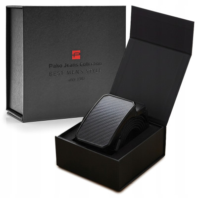 PASEK Męski do Spodni Parciany na Prezent dla Faceta CZARNY w Pudełku - Pakojeans.pl