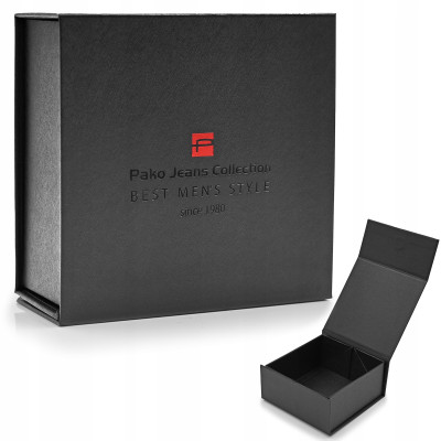 PASEK Męski do Spodni Parciany na Prezent dla Faceta CZARNY w Pudełku
